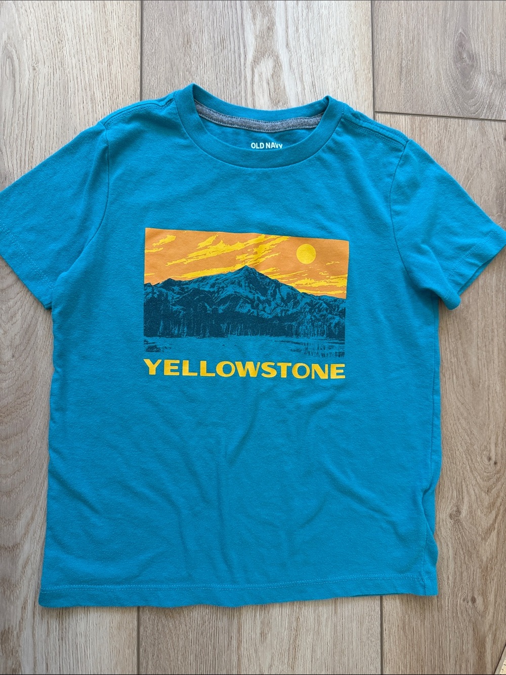 Old Navy Teal 6/7 Yellowstone Graphic Tee - Teal & Yellow